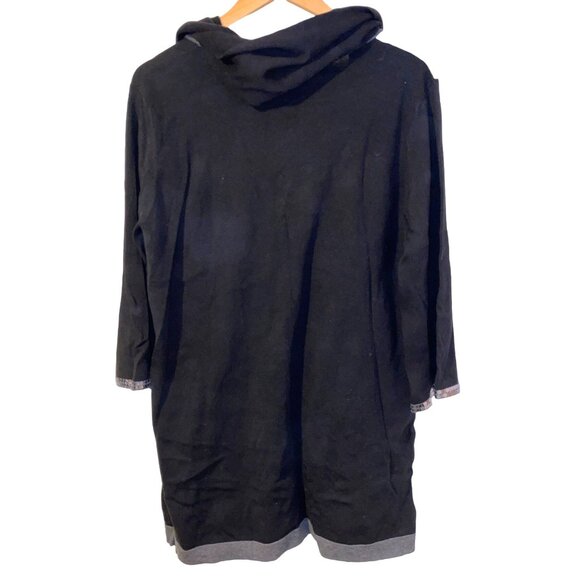 Style & Co Womens L Hooded Color Block Cardigan With Sequin Accents Black/Grey - Picture 3 of 8